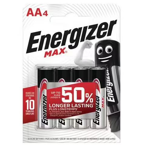 Energizer Max LR6 AA BL4 batteries
