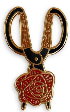 Barebones Enamel Pin Rose Scissors